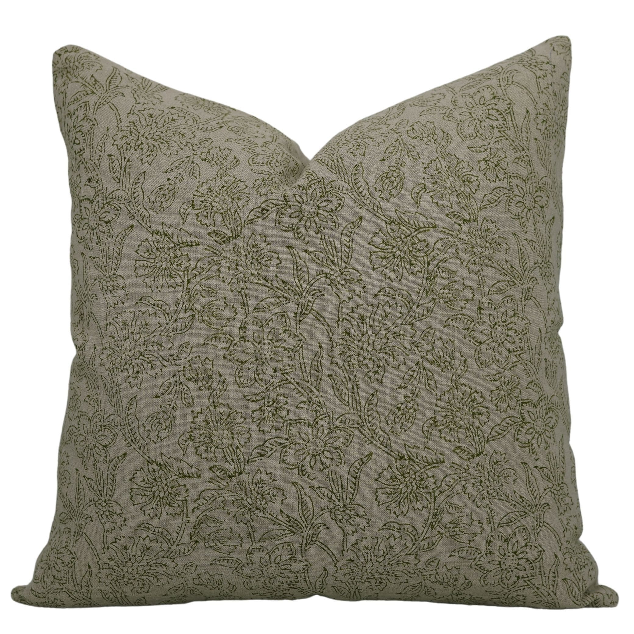 Fabdivine Farmhouse Floral Linen Handmade Accent Pillow Cover Accent Blue, Jarul
