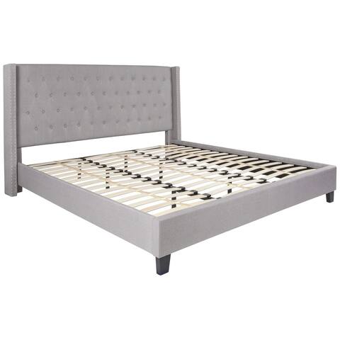 85.25" Gray Silver Riverdale Tufted Upholstered Platform Bed King Size