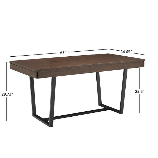 Ann Walnut Finish Black Metal Storage Dining Table by iNSPIRE Q Modern