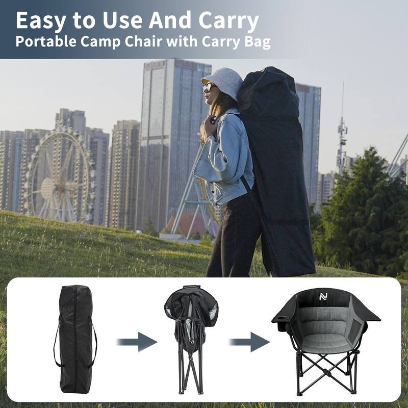 Oversized Padded Camping Chair with Armrests, Outdoor Sports, Camping