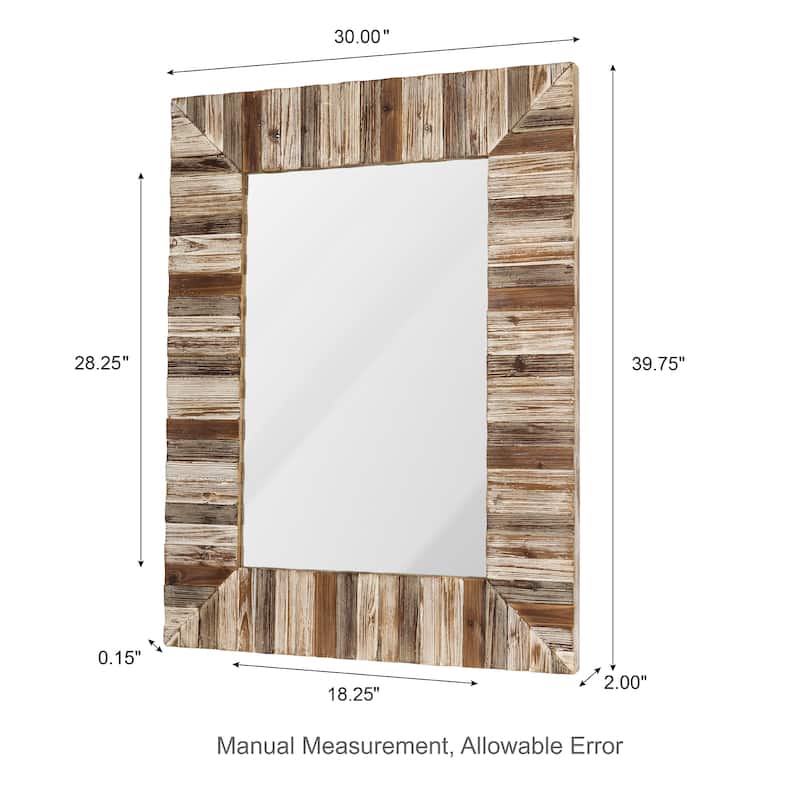 Glitzhome 40"× 30" Farmhouse Rectangle Wooden Frame Wall Mirror Bathroom-vanity Drawing Room Decor - 29.9" X 39.7"