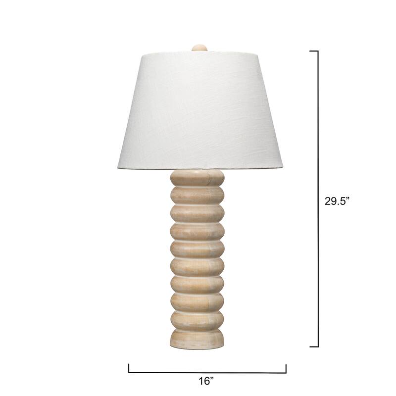 Jamie Young Abacus Mango Wood Table Lamp with Linen Shade