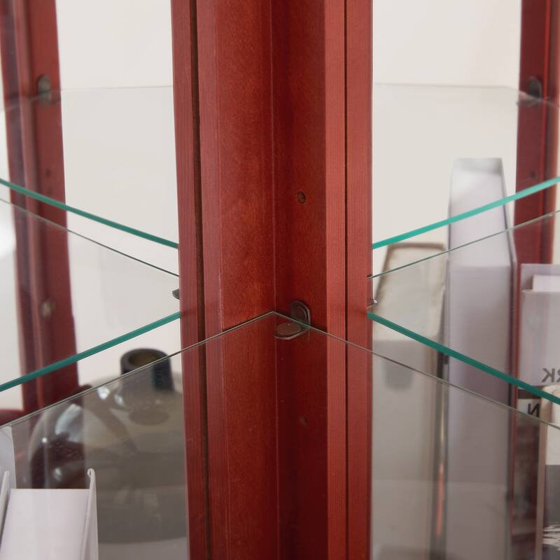 Lighted Corner Curio Cabinet with Tempered Glass Doors