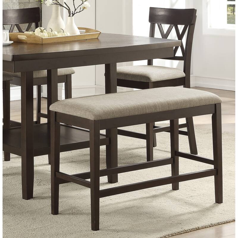 Counter Height Bench 1pc Fabric Upholstered