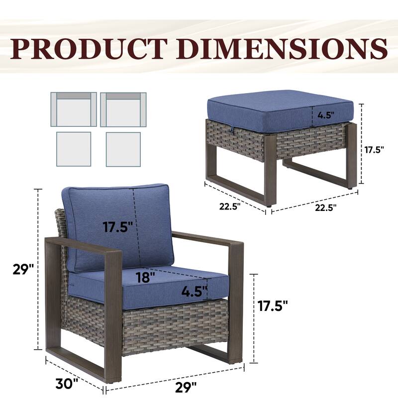 Gymojoy Outdoor Dining Chairs with Ottomans for Garden
