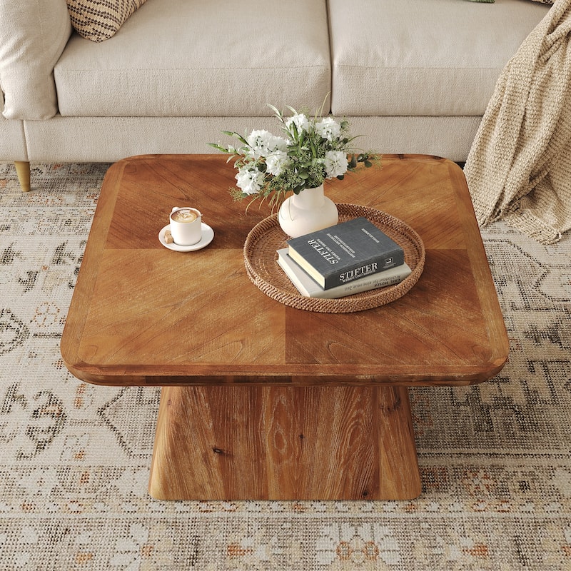 Solid Wood Square Coffee Table, Living Room Center Cocktail Accent Table
