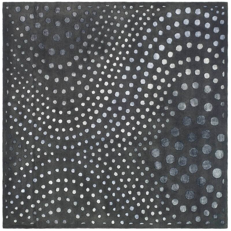 SAFAVIEH Handmade Soho Katelin Abstract Wave N.Z. Wool Rug - 8' Square - Dark Grey