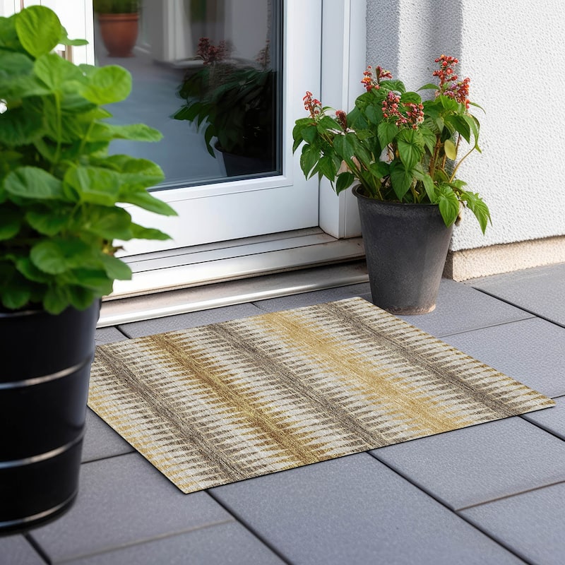 Machine Washable Indoor/ Outdoor Chantille Contemporary Rug - Chocolate - 1'8" x 2'6"