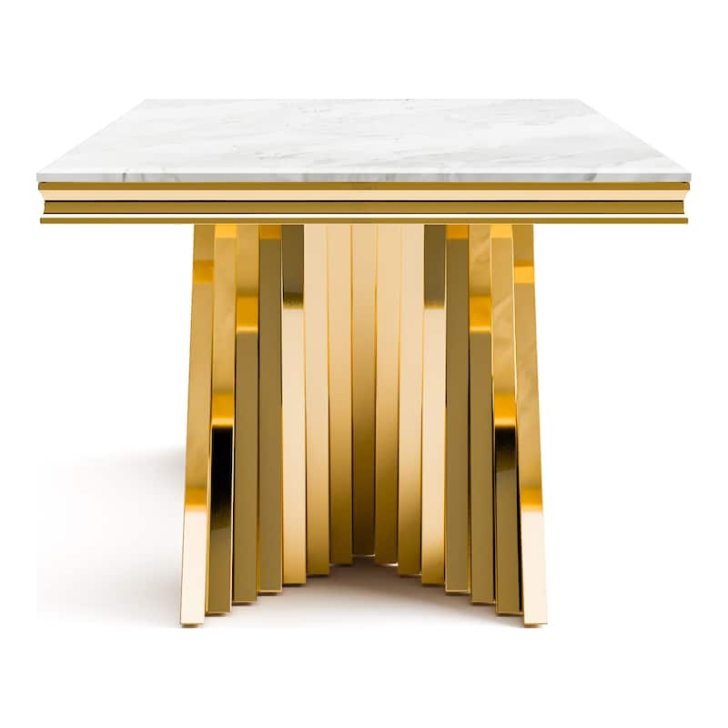 Furniture of America Thaddeus Glam 79-inch Sintered Stone Top Dining Table