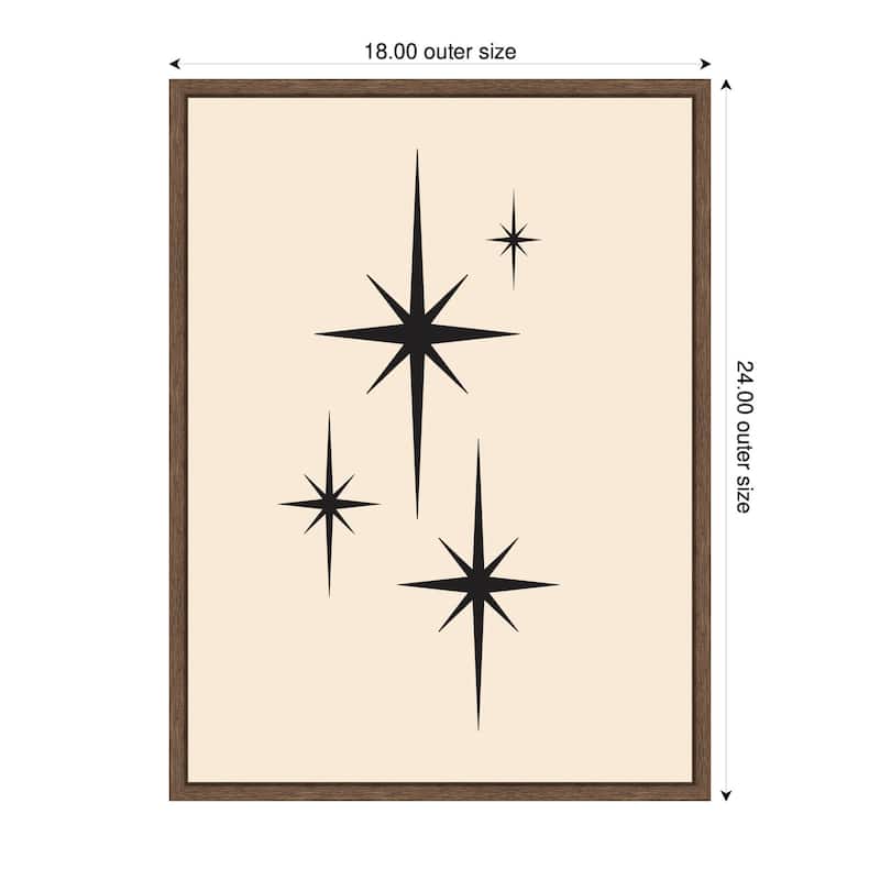 Kate and Laurel Starburst Retro Set Print 1 of 2 Atomic 70s Style MCM Minimalist by Lucky Guava Framed Canvas Wall Art Print