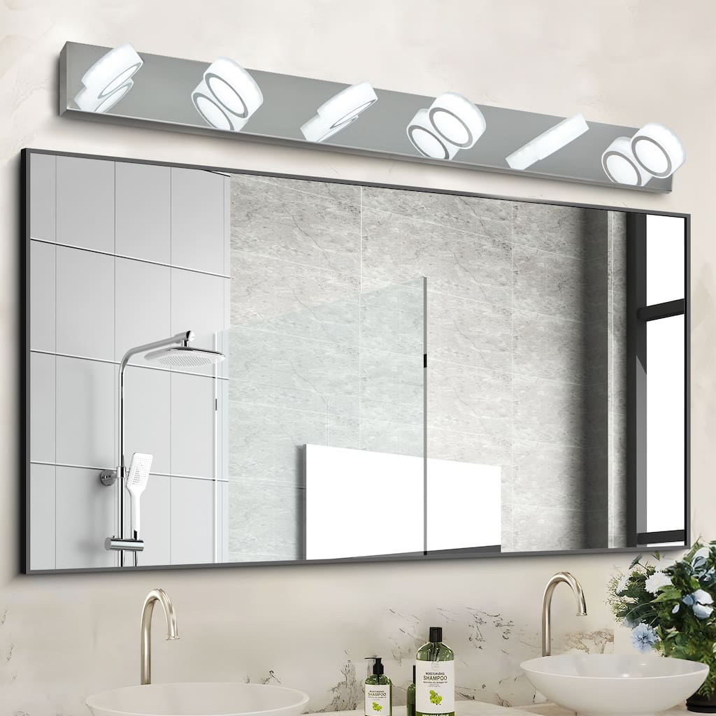 45" Modern 6-Light LED Vanity Light, Sleek Bathroom Wall Light Fixture for Mirror, Shower, and Bathroom Decor