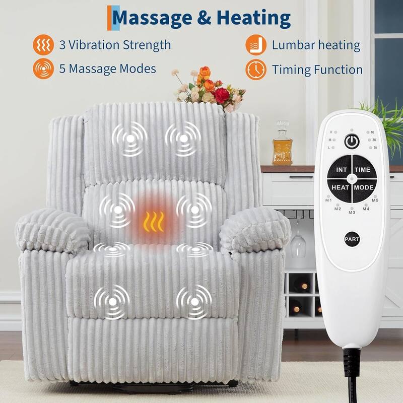 Electric Power Lift Recliner Sofa Chair, Heat and Massage for Living Room, Bedroom