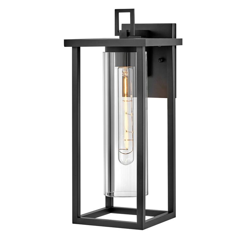 Lark 81424 Mateo 17" Tall Outdoor Wall Sconce with Clear Glass Shade - Black