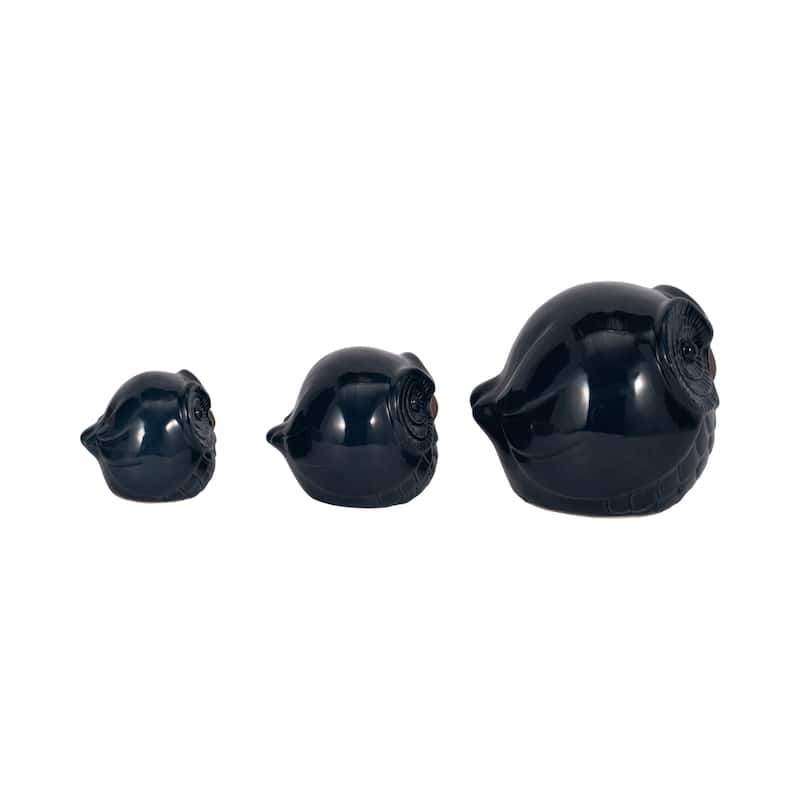 Sagebrook Home Set of 3 Ceramic Contemporary Owl Figures