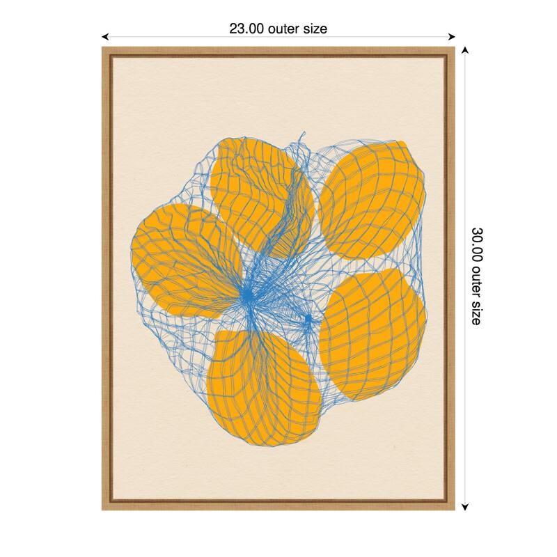 Five Lemons In a Net Bag by Rosi Feist Framed Canvas Wall Art Print - 23 x 30 in