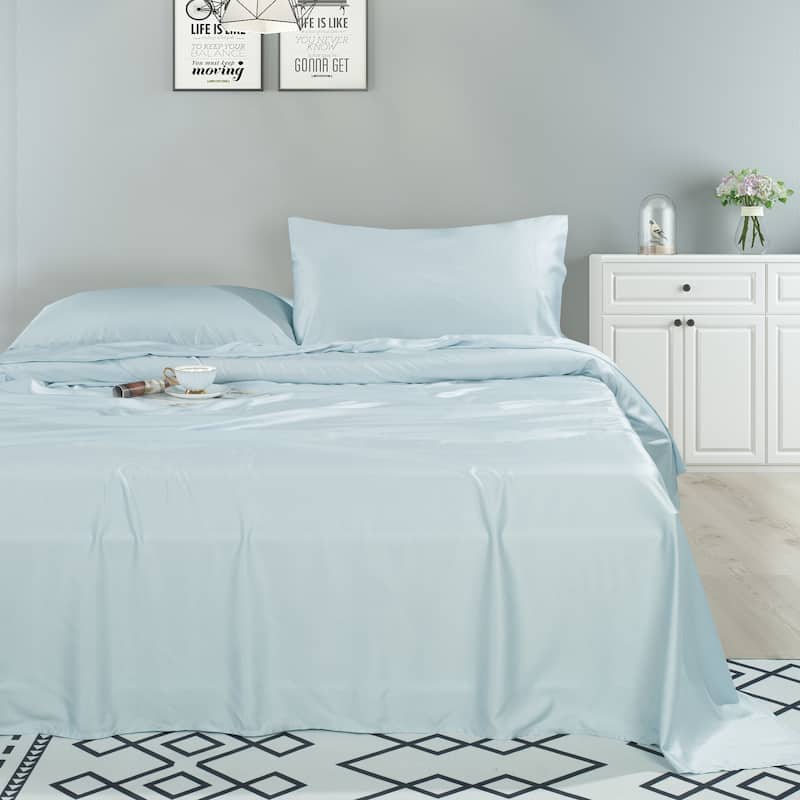 Fabstyles Metro Bamboo Sheet Set 4 Pieces With Deep Pocket - Queen - Blue