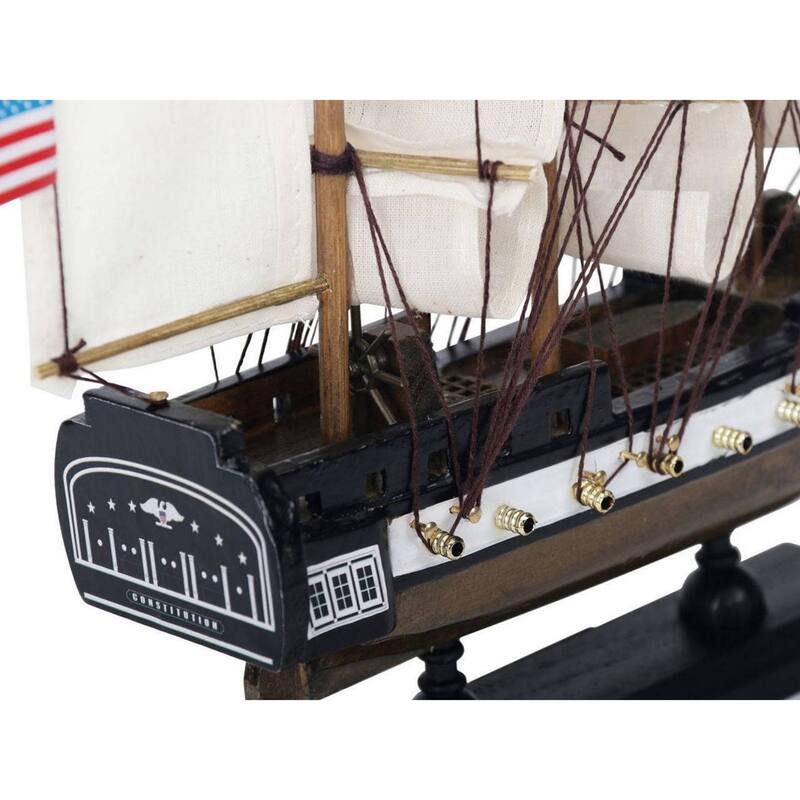 12" Wooden USS Constitution Limited Tall Ship Model Ideal Addition to Desk, Shelf or Table - 12" L x 2" W x 9" H