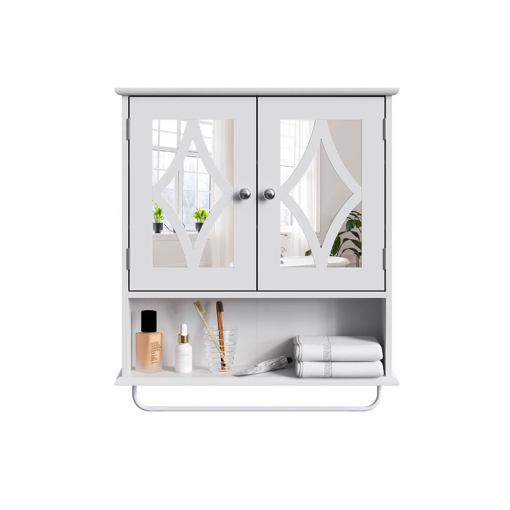 22'' W x 25.6'' H Framed Medicine Cabinet with Mirror & Adjustable Shelves