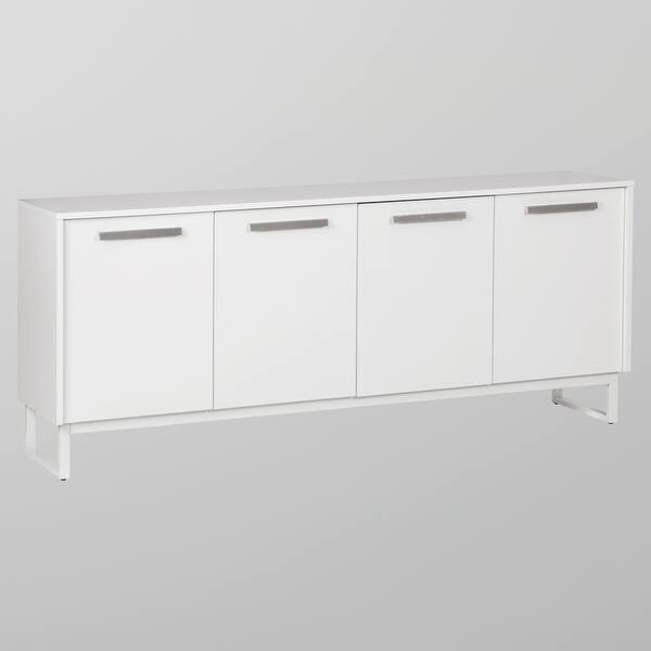 Shop Alaska White Wood Grain 4 Door Credenza File Cabinet Overstock 32005452