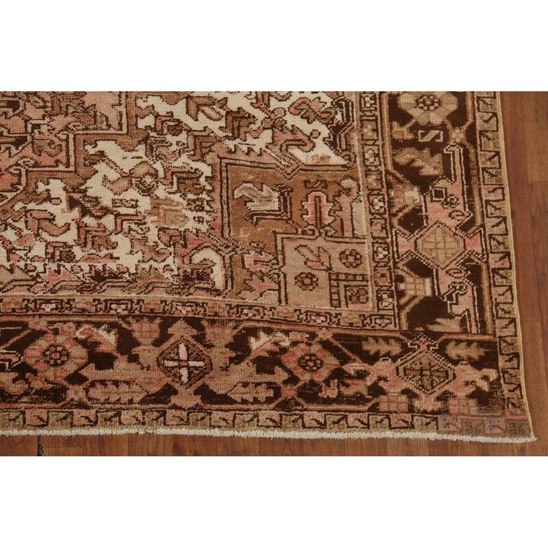 Pink Heriz Persian Vintage Area Rug Hand-Knotted Wool Carpet - 8'0"x 10'8"