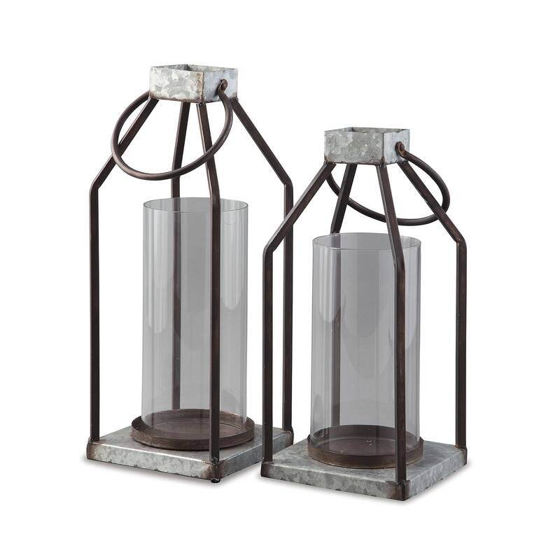 Diedrick Lantern - Set of 2 - Lantern-large: 5.5" W x 5.5" D x 19" H