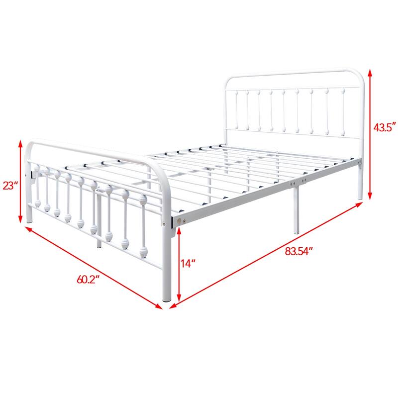 Metal Platform Bed Frame featuring a Headboard, Sturdy Slat Support, No Box Spring Required, and Easy to Assemble‌.