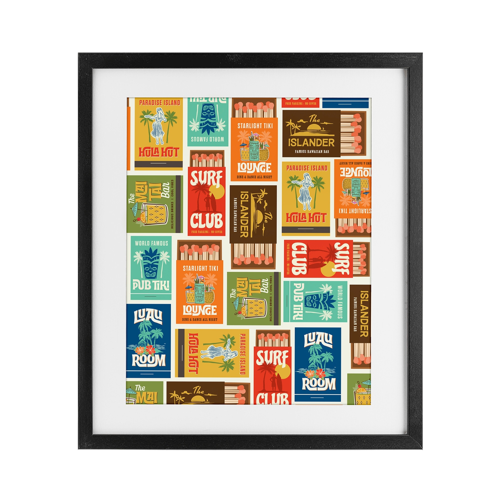 Stupell Vintage Tropical Match Boxes Under Glass Framed Design By Emily Dumas