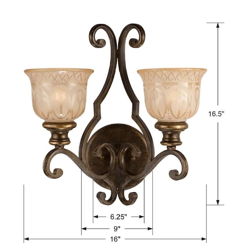 Crystorama Lighting Group 7402 Norwalk 2 Light 17" Tall Wall Sconce