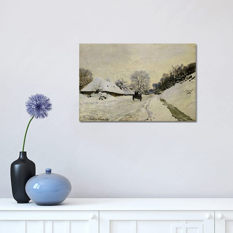iCanvas "The Cart, or Road under Snow at Honfleur, 1865 " by Claude Monet Canvas Print - 12x18x1.5