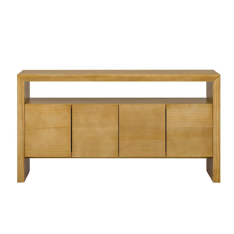 Modern Minimalist 4-Door Sideboard Cabinet with Open Shelf by Harper&Bright Designs