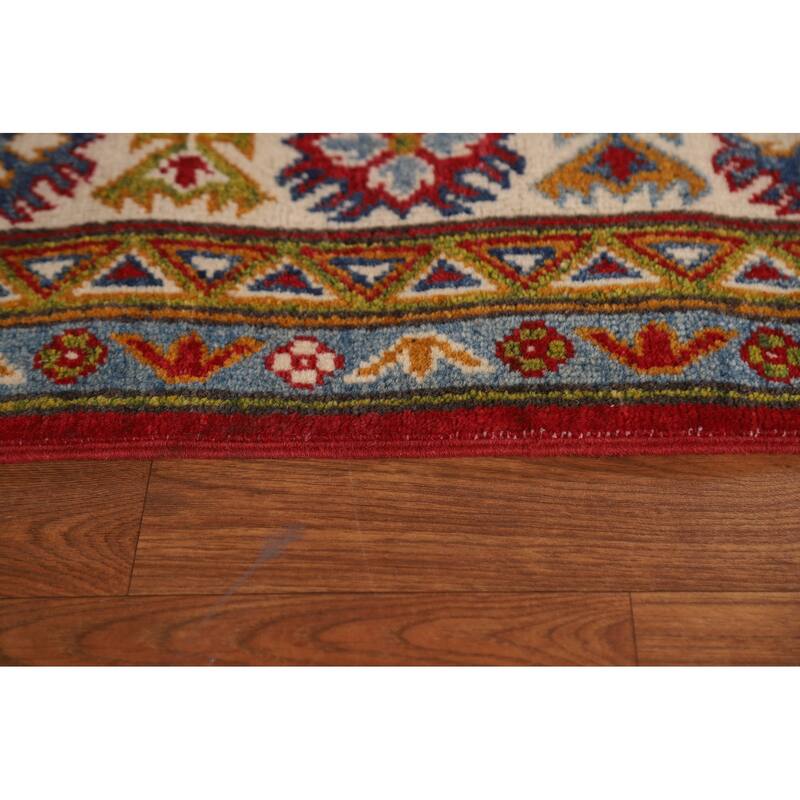 Traditional Geometric Red Kazak Oriental Wool Area Rug Hand-knotted - 6'7" x 9'9"