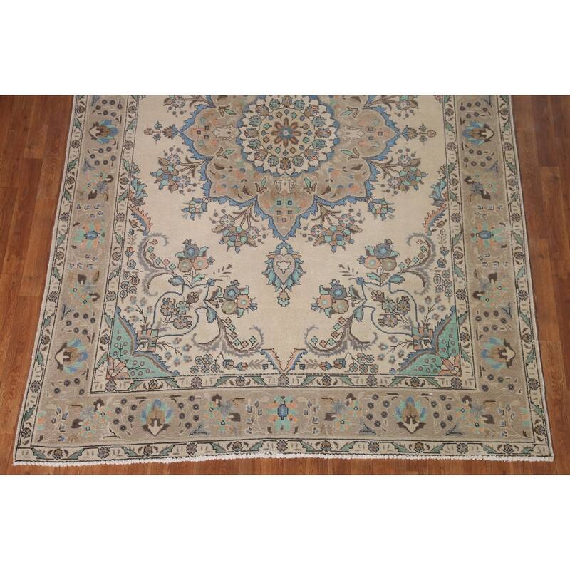 Traditional Tabriz Persian Vintage Area Rug Hand-knotted Wool Carpet - 6'6" x 9'8"