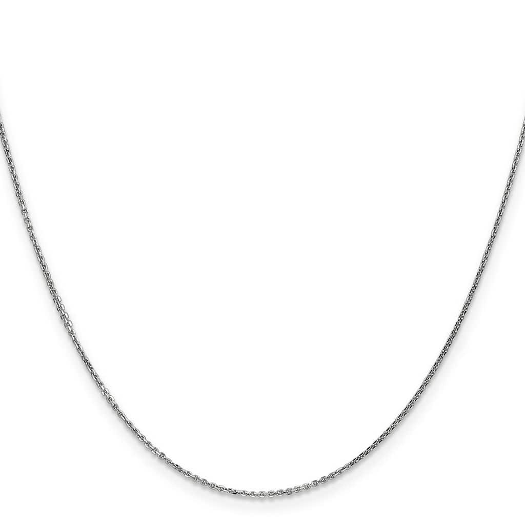 Curata 14k White Gold Solid 0.95mm Diamond-cut Cable Chain Necklace (Lobster) Options 16 18 20 24 30