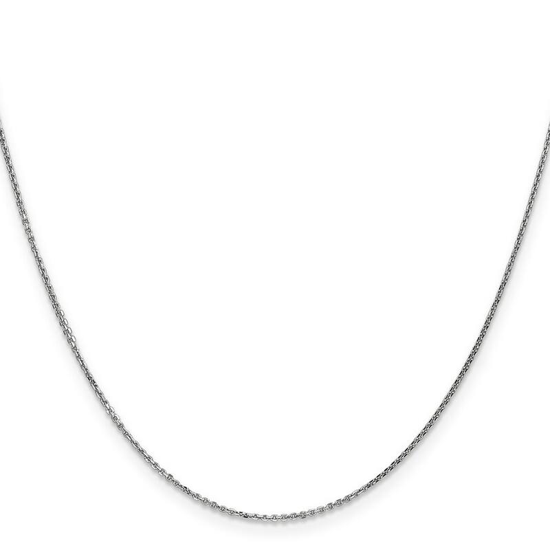 Curata 14k White Gold Solid 0.95mm Diamond-cut Cable Chain Necklace Options: 22 26