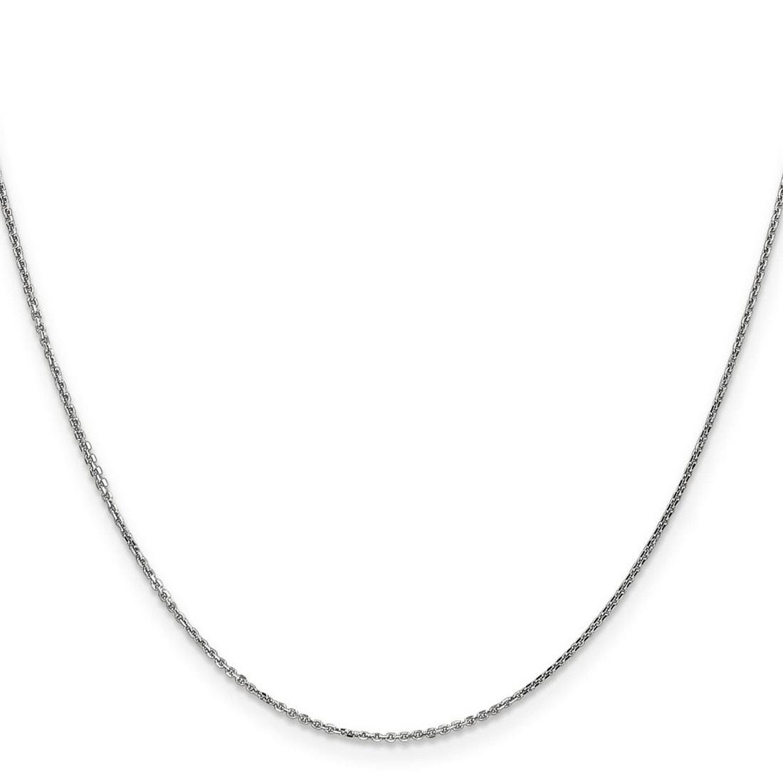 Curata 14k White Gold Solid 0.95mm Diamond-cut Cable Chain Necklace
