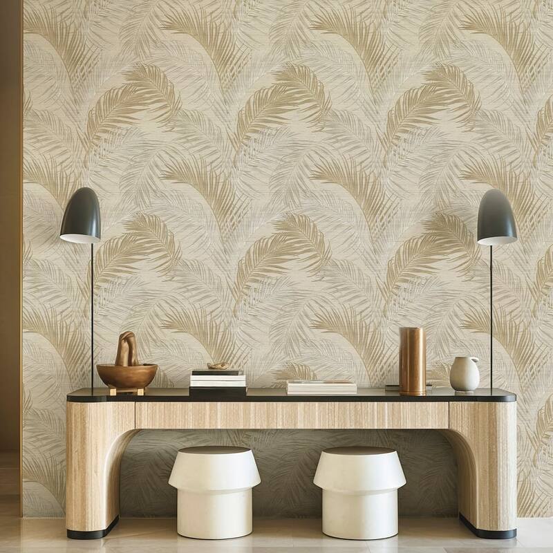 Galerie Wallcoverings Synergy Collection Lush Leaf Palm Sheen Finish Vinyl on Non-woven Wallpaper Roll