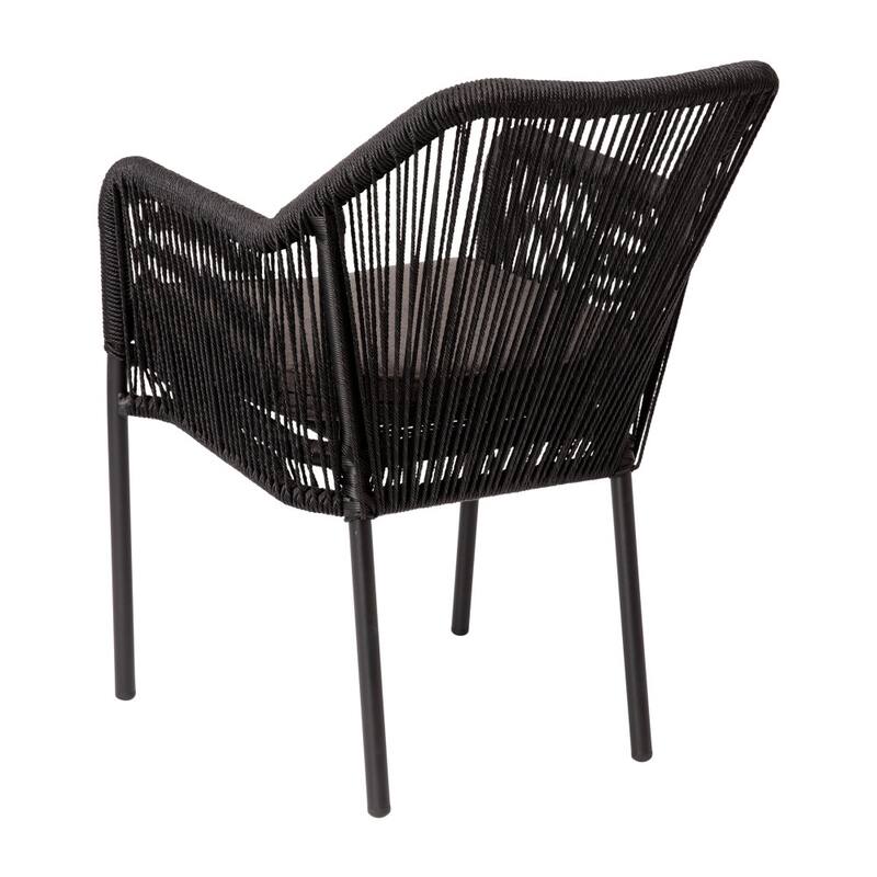 Woven Indoor/Outdoor Stacking Club Chairs - Cushions-Set of 2