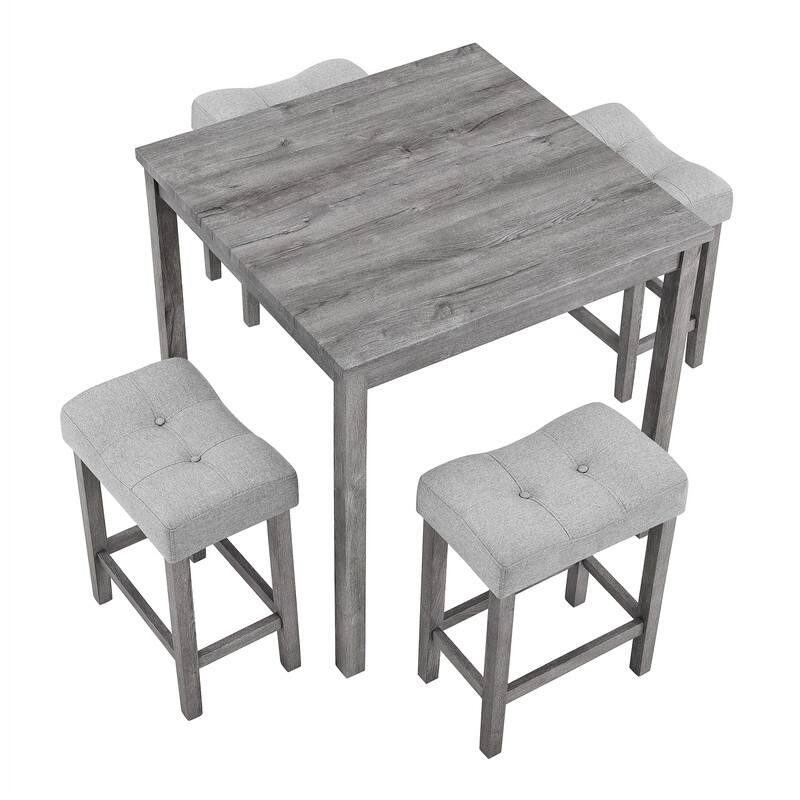 5-piece Dining Table and Chairs - Gray & Brown