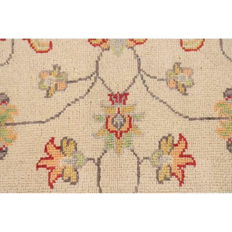 Transitional Floral Oushak Area Rug Hand-Knotted Wool Carpet - 4'11" x 7'8"