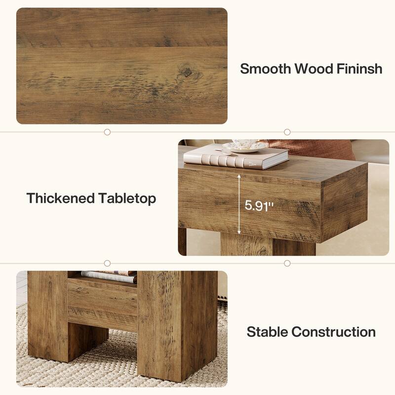 31.5 Inch End Table for Living Room, Farmhouse Sofa Side Table