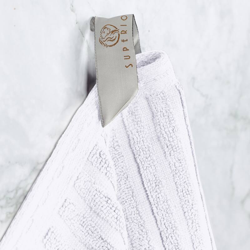 Ribbed Cotton Absorbent Heavyweight Hand Towel and Bath Sheet Set by Superior