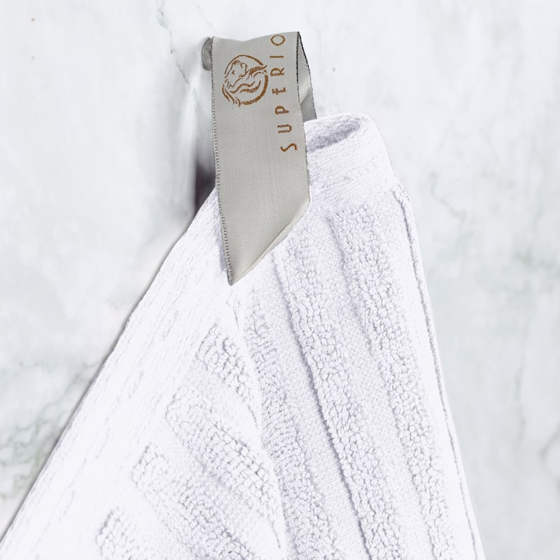Superior Ribbed Cotton Absorbent Heavyweight Hand Towel and Bath Towel Set