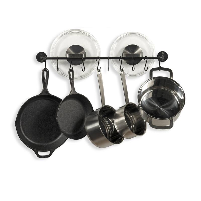 Wallniture Cucina Kitchen Utensil Holder with 20 S Hooks, Pot Racks, Black (Set of 2)
