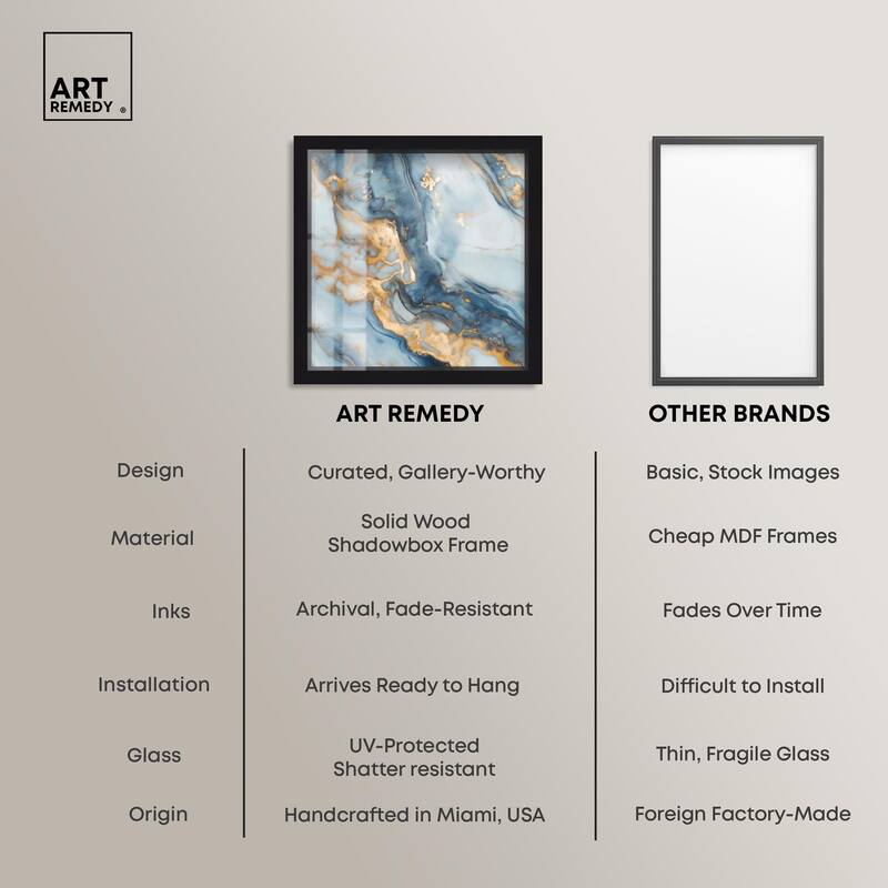 Golden Cloud Marble Shadowbox by Art Remedy