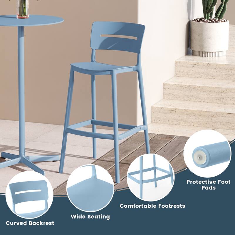 Frond and Form 29.5 Inch Outdoor Bar Stool (Set of 2)