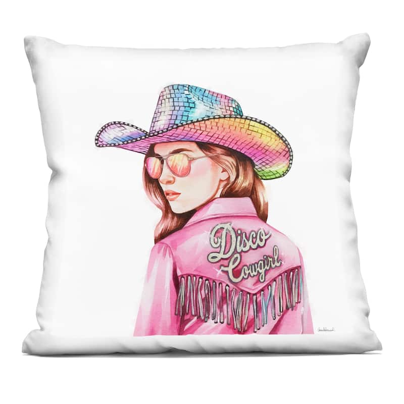 Stupell Pink Disco Cowgirl Decorative Printed Throw Pillow Design by Amanda Greenwood - Accent - Polyester - Pink - Single