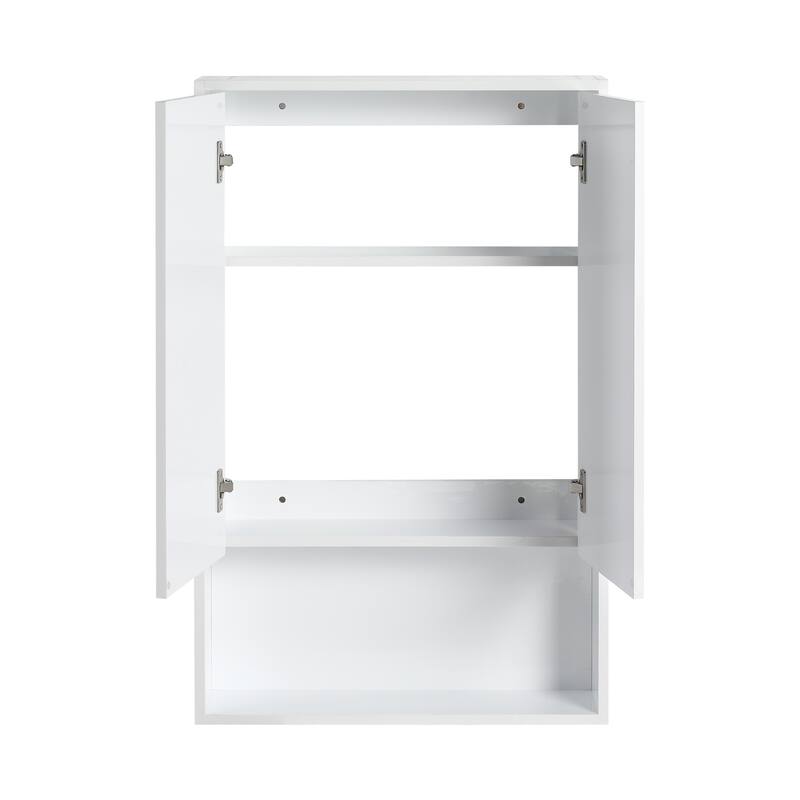 24" Bathroom Wall Cabinet, Soft Close Doors, Float Mounting Design,Glossy White