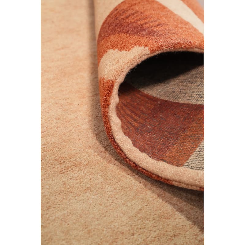 Hand Knotted Oriental 100% Wool Carpet Modern Geometric Beige & Ivories Gabbeh Area Rug - 7' 11'' X 5' 9''