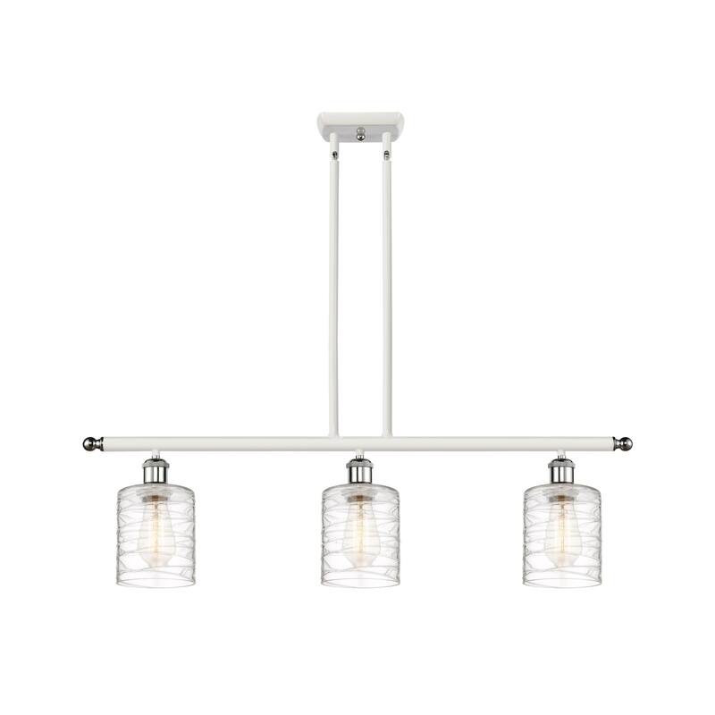 Innovations Lighting 516-3I-10-36 Cobbleskill Linear Cobbleskill 3 - White and Polished Chrome / Deco Swirl