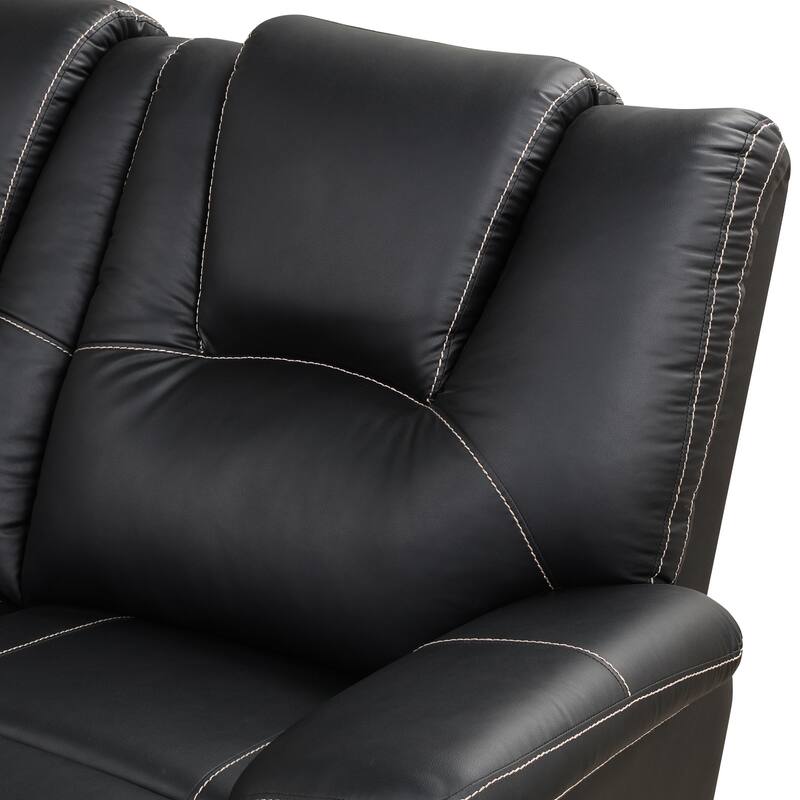 Modern Faux Leather Manual Reclining with LED Light Strip with 2 Cup Holders